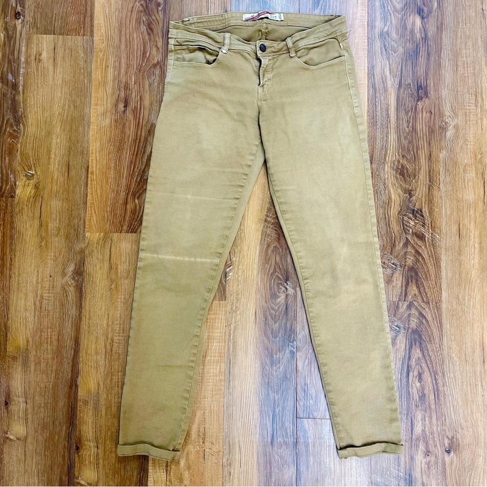 Zara Core Denim Original TRF Collection khaki stretch skinny jeans size 6